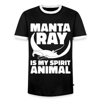 Mantarochen Liebhaber Meerestier Teufelsrochen - Männer Kontrast-T-Shirt - Schwarz/Weiß - Vorne - AI Model Female 172 light (172cm) & AI Model Male 178 light (178cm)