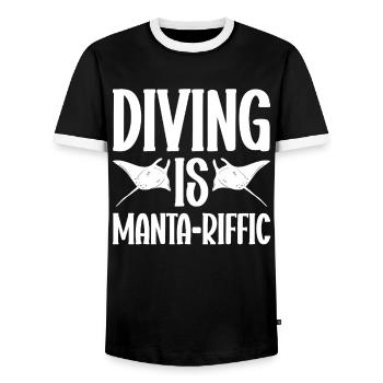 Mantarochen Liebhaber Meerestier Teufelsrochen - Männer Kontrast-T-Shirt - Schwarz/Weiß - Vorne - AI Model Female 172 light (172cm) & AI Model Male 178 light (178cm)