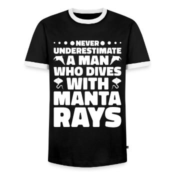 Raie manta Amoureux Créature Mer Diable Raie - T-shirt contrasté Homme - noir/blanc - Devant - AI Model Female 172 light (172cm) & AI Model Male 178 light (178cm)