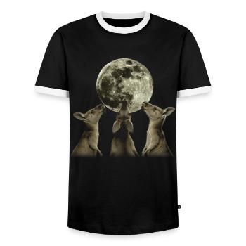 Kangourou Australie Lune Hurlante - T-shirt contrasté Homme - noir/blanc - Devant - AI Model Female 172 light (172cm) & AI Model Male 178 light (178cm)