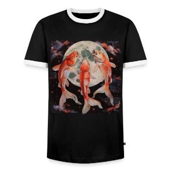 Koi Fisch Karpfen Nishikigoi Japan Heulender Mond - Männer Kontrast-T-Shirt - Schwarz/Weiß - Vorne - AI Model Female 172 light (172cm) & AI Model Male 178 light (178cm)