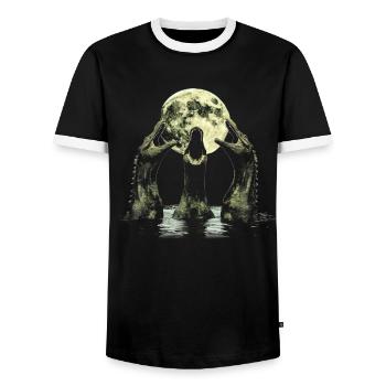 Monster of Loch Ness Nessie Plesiosaur Howling - Men's Ringer Shirt - black/white - Front - AI Model Female 172 light (172cm) & AI Model Male 178 light (178cm)