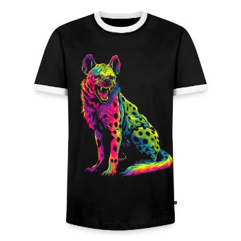 Hyène Afrique Animal Safari Popart - T-shirt contrasté Homme - noir/blanc - Devant - AI Model Female 172 light (172cm) & AI Model Male 178 light (178cm)