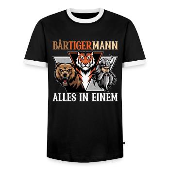 HOMME BARBU Viking barbe Homme Tigre Drôle - T-shirt contrasté Homme - noir/blanc - Devant - AI Model Female 172 light (172cm) & AI Model Male 178 light (178cm)