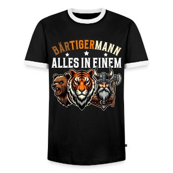 HOMME BARBU Viking barbe Homme Tigre Drôle - T-shirt contrasté Homme - noir/blanc - Devant - AI Model Female 172 light (172cm) & AI Model Male 178 light (178cm)