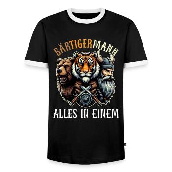 HOMME BARBU Viking barbe Homme Tigre Drôle - T-shirt contrasté Homme - noir/blanc - Devant - AI Model Female 172 light (172cm) & AI Model Male 178 light (178cm)