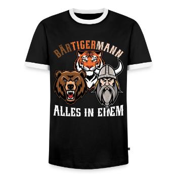 HOMME BARBU Viking barbe Homme Tigre Drôle - T-shirt contrasté Homme - noir/blanc - Devant - AI Model Female 172 light (172cm) & AI Model Male 178 light (178cm)