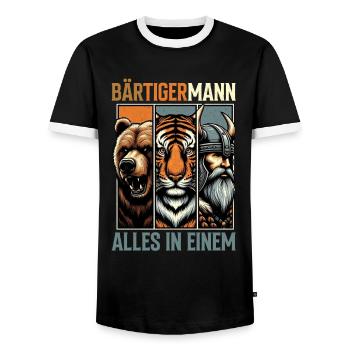 HOMME BARBU Viking barbe Homme Tigre Drôle - T-shirt contrasté Homme - noir/blanc - Devant - AI Model Female 172 light (172cm) & AI Model Male 178 light (178cm)