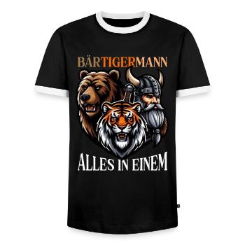 HOMME BARBU Viking barbe Homme Tigre Drôle - T-shirt contrasté Homme - noir/blanc - Devant - AI Model Female 172 light (172cm) & AI Model Male 178 light (178cm)