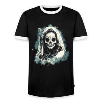 Tag der Toten La Catrina Totenkopf Design - Männer Kontrast-T-Shirt - Schwarz/Weiß - Vorne - AI Model Female 172 light (172cm) & AI Model Male 178 light (178cm)