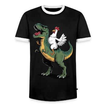 Chicken - Men's Ringer Shirt - black/white - Front - AI Model Female 172 light (172cm) & AI Model Male 178 light (178cm)