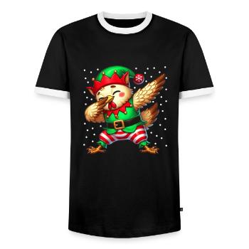 Weihnachten Huhn Lustiger Hühnerliebhaber Landwirt - Männer Kontrast-T-Shirt - Schwarz/Weiß - Vorne - AI Model Female 172 light (172cm) & AI Model Male 178 light (178cm)
