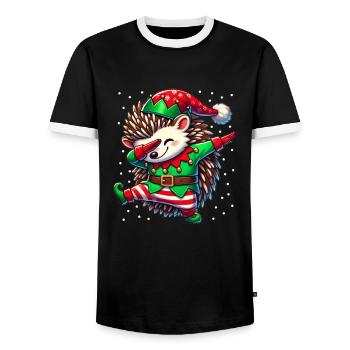 Weihnachten Igel Elf Lustiger Igel Liebhaber - Männer Kontrast-T-Shirt - Schwarz/Weiß - Vorne - AI Model Female 172 light (172cm) & AI Model Male 178 light (178cm)
