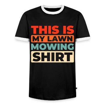 Rasenmäher Mähen - Männer Kontrast-T-Shirt - Schwarz/Weiß - Vorne - AI Model Female 172 light (172cm) & AI Model Male 178 light (178cm)