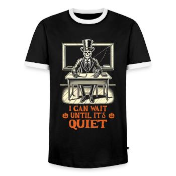 Drôle d’enseignant Halloween disant que peut attendre - T-shirt contrasté Homme - noir/blanc - Devant - AI Model Female 172 light (172cm) & AI Model Male 178 light (178cm)