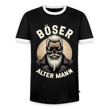 Bad Old Man Motorcycle Biker Saying Funny - Men's Ringer Shirt - black/white - Front - AI Model Female 172 light (172cm) & AI Model Male 178 light (178cm)