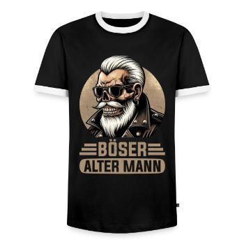 Bad Old Man Motorcycle Biker Saying Funny - Men's Ringer Shirt - black/white - Front - AI Model Female 172 light (172cm) & AI Model Male 178 light (178cm)