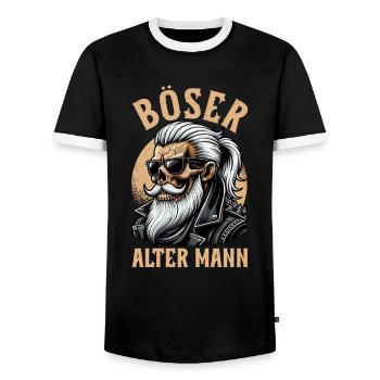 Bad Old Man Motorcycle Biker Saying Funny - Men's Ringer Shirt - black/white - Front - AI Model Female 172 light (172cm) & AI Model Male 178 light (178cm)