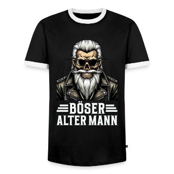 Bad Old Man Motorcycle Biker Saying Funny - Men's Ringer Shirt - black/white - Front - AI Model Female 172 light (172cm) & AI Model Male 178 light (178cm)