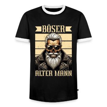 Bad Old Man Motorcycle Biker Saying Funny - Men's Ringer Shirt - black/white - Front - AI Model Female 172 light (172cm) & AI Model Male 178 light (178cm)