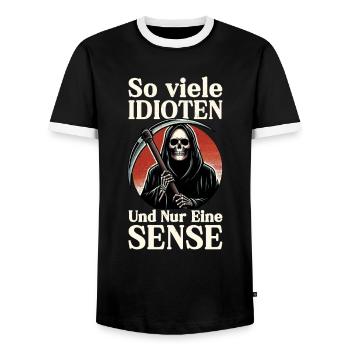 Tant d’idiots et juste une faux de sarcasme - T-shirt contrasté Homme - noir/blanc - Devant - AI Model Female 172 light (172cm) & AI Model Male 178 light (178cm)