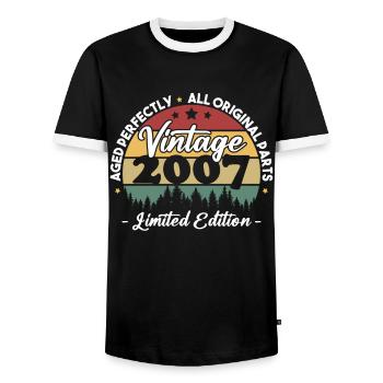 Vintage 2007 Geburtstagsgeschenk Für Geboren 2007 - Männer Kontrast-T-Shirt - Schwarz/Weiß - Vorne - AI Model Female 172 light (172cm) & AI Model Male 178 light (178cm)