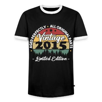 Vintage 2015 Geburtstagsgeschenk Für Geboren 2015 - Männer Kontrast-T-Shirt - Schwarz/Weiß - Vorne - AI Model Female 172 light (172cm) & AI Model Male 178 light (178cm)