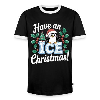 J’ai un pingouin glacé de Noël - T-shirt contrasté Homme - noir/blanc - Devant - AI Model Female 172 light (172cm) & AI Model Male 178 light (178cm)