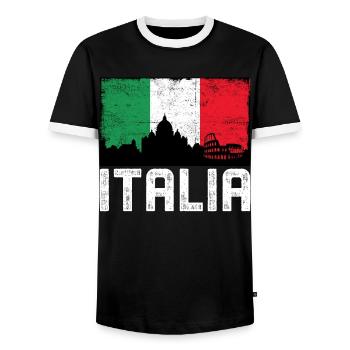 Italia - T-shirt contrasté Homme - noir/blanc - Devant - AI Model Female 172 light (172cm) & AI Model Male 178 light (178cm)