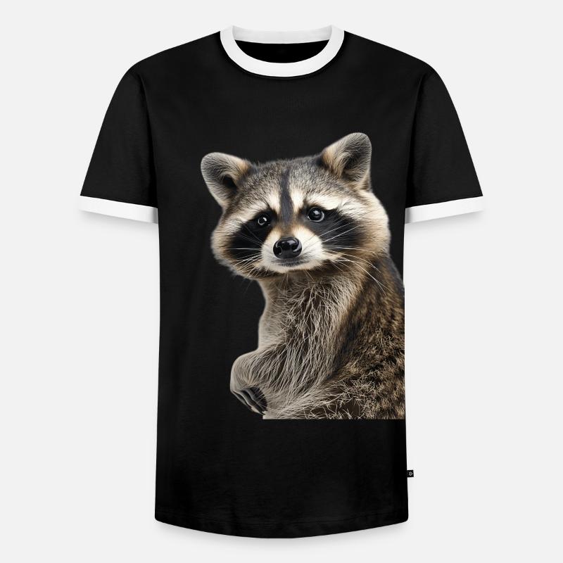 Waschbär - Männer Kontrast-T-Shirt - Schwarz/Weiß