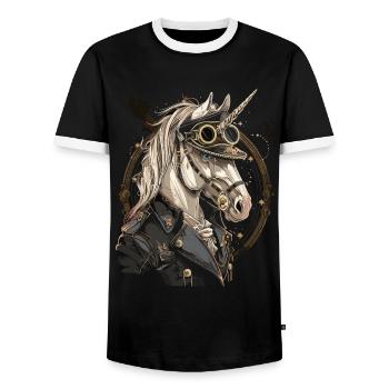 Steam Punk Art Funky Steampunk - T-shirt contrasté Homme - noir/blanc - Devant - AI Model Female 172 light (172cm) & AI Model Male 178 light (178cm)
