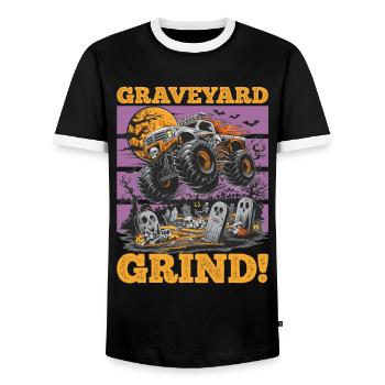 Monster Truck Halloween Graveyard Grind! - Männer Kontrast-T-Shirt - Schwarz/Weiß - Vorne - AI Model Female 172 light (172cm) & AI Model Male 178 light (178cm)