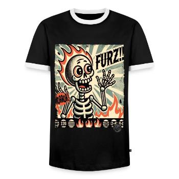 Squelette de pet allemand chaud - T-shirt contrasté Homme - noir/blanc - Devant - AI Model Female 172 light (172cm) & AI Model Male 178 light (178cm)