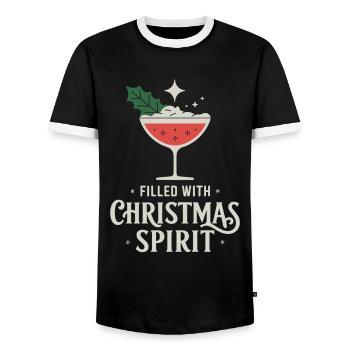 Filled With Christmas Spirit Cocktail Art - Men's Ringer Shirt - black/white - Front - AI Model Female 172 light (172cm) & AI Model Male 178 light (178cm)