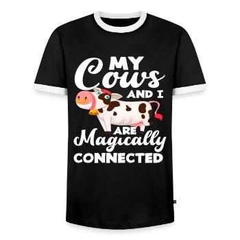 Meine Kühe Und Ich Sind Magisch Verbunden - Männer Kontrast-T-Shirt - Schwarz/Weiß - Vorne - AI Model Female 172 light (172cm) & AI Model Male 178 light (178cm)