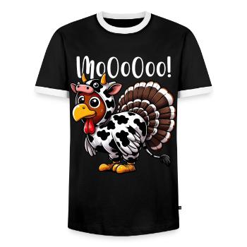 Drôle de vache Turquie Thanksgiving Design - T-shirt contrasté Homme - noir/blanc - Devant - AI Model Female 172 light (172cm) & AI Model Male 178 light (178cm)
