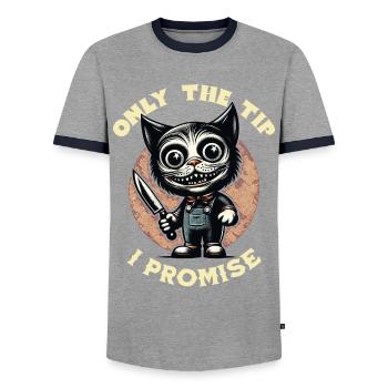 Drôle de chat ne disant que le pourboire Chat psycho - T-shirt contrasté Homme - gris/marine  - Devant - AI Model Female 172 light (172cm) & AI Model Male 178 light (178cm)