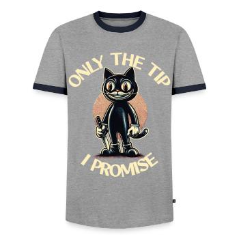 Drôle de chat ne disant que le pourboire Chat psycho - T-shirt contrasté Homme - gris/marine  - Devant - AI Model Female 172 light (172cm) & AI Model Male 178 light (178cm)