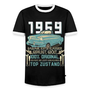 55th Birthday 55 Years Classic Car Gift 1969 - Men's Ringer Shirt - black/white - Front - AI Model Female 172 light (172cm) & AI Model Male 178 light (178cm)