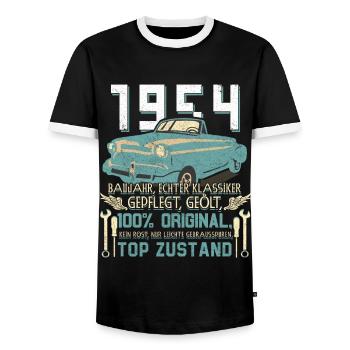 Oldtimer Baujahr Jahrgang 1954 Geburtstag Geschenk - Männer Kontrast-T-Shirt - Schwarz/Weiß - Vorne - AI Model Female 172 light (172cm) & AI Model Male 178 light (178cm)