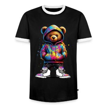 Hip Hop Teddybär Bunte Urban Rap Music - Männer Kontrast-T-Shirt - Schwarz/Weiß - Vorne - AI Model Female 172 light (172cm) & AI Model Male 178 light (178cm)