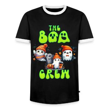 Halloween Costume Kids THE BOO CREW Fun - Men's Ringer Shirt - black/white - Front - AI Model Female 172 light (172cm) & AI Model Male 178 light (178cm)
