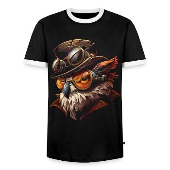 Steam Punk Art Funky Steampunk - T-shirt contrasté Homme - noir/blanc - Devant - AI Model Female 172 light (172cm) & AI Model Male 178 light (178cm)