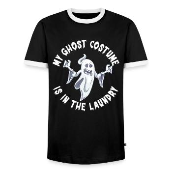 My Ghost Costume Is In The Laundry Funny - Men's Ringer Shirt - black/white - Front - AI Model Female 172 light (172cm) & AI Model Male 178 light (178cm)