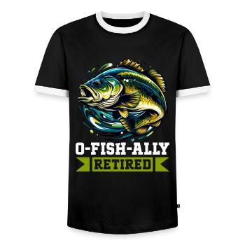 Pêcheur à la retraite Pêche à l’achigan Poisson-chat Retraite - T-shirt contrasté Homme - noir/blanc - Devant - AI Model Female 172 light (172cm) & AI Model Male 178 light (178cm)
