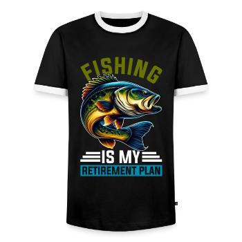 Pêcheur à la retraite Pêche à l’achigan Poisson-chat Retraite - T-shirt contrasté Homme - noir/blanc - Devant - AI Model Female 172 light (172cm) & AI Model Male 178 light (178cm)