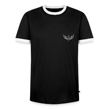 Jesus Christ Christian Christianity God Bible - Men's Ringer Shirt - black/white - Front - AI Model Female 172 light (172cm) & AI Model Male 178 light (178cm)