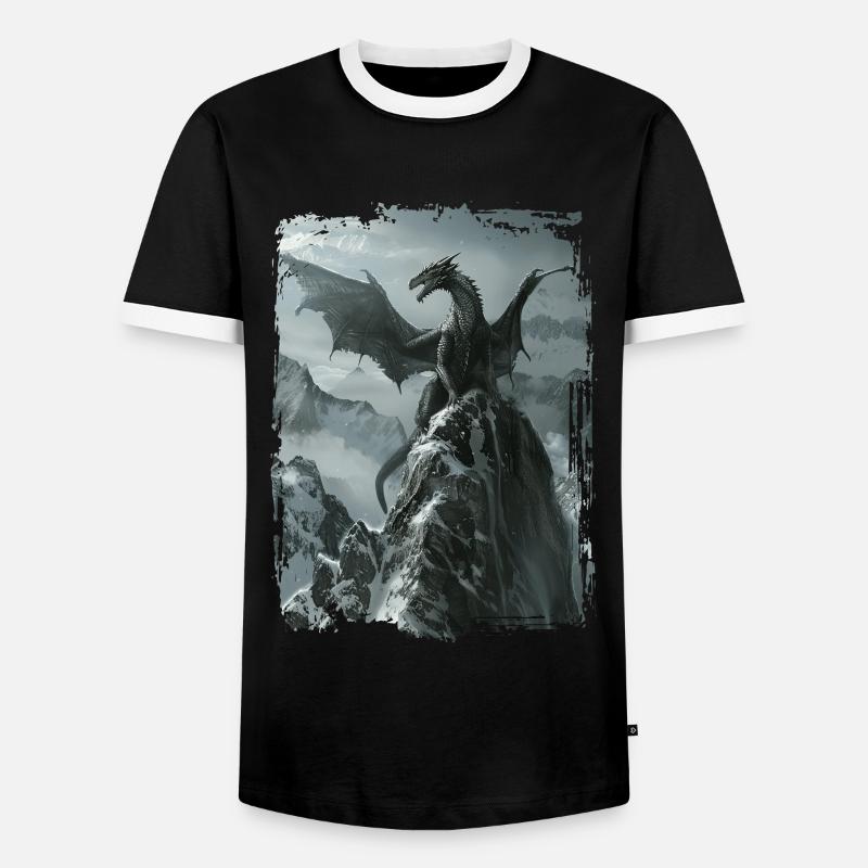 Drachen - Männer Kontrast-T-Shirt - Schwarz/Weiß