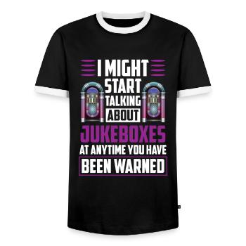 Karaoke Master Juke Box de musique rétro - T-shirt contrasté Homme - noir/blanc - Devant - AI Model Female 172 light (172cm) & AI Model Male 178 light (178cm)