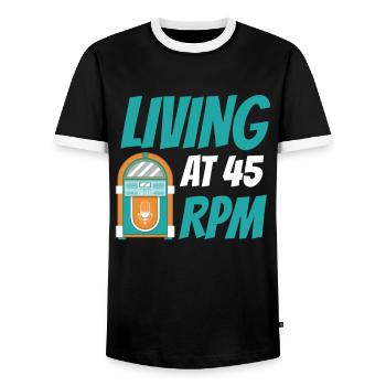 Karaoke Master Juke Box de musique rétro - T-shirt contrasté Homme - noir/blanc - Devant - AI Model Female 172 light (172cm) & AI Model Male 178 light (178cm)